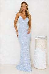 Radiant Sparkle Sequin Maxi Dress Blue