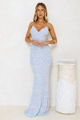Radiant Sparkle Sequin Maxi Dress Blue