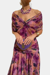 Women's Off-Shoulder Ruched Mesh Dress – Elegant Fitted Cocktail Dress