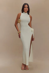 Stephanie Cut Out Knit Maxi Dress - Ivory