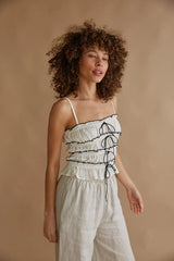 Alicia Ruffle Smocked Bow Top