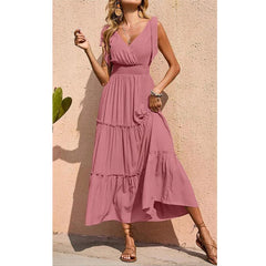 Summer V-Neck Sleeveless Maxi Dress in Multiple Colors