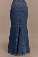 Loretta Denim Maxi Skirt Washed Dark Blue