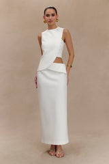 Astrid Asymmetric Sleeveless Suiting Top White