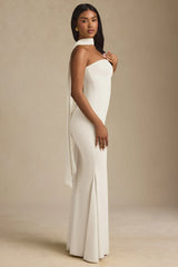 Scarf-Detail Strapless Gown In Ivory