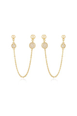Double Piercing Chain Drop Earrings