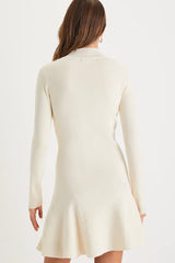 Adorable Intentions Ivory Mock Neck A-Line Mini Sweater Dress
