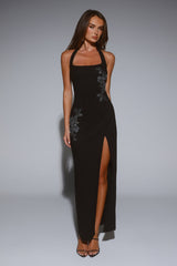 Too Hot To Miss Halter Maxi Dress Black