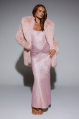 South Pole Faux Fur Coat Pink