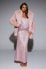 South Pole Faux Fur Coat Pink