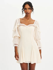 Zakira Lace Trim Half Sleeve Mini Dress