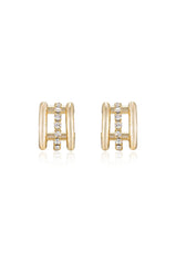 Thick Crystal Accent Huggie Earrings