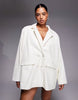 ASOS LUXE Curve sequined oversized blazer dress in white