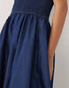 Brave Soul chambray strapless midi dress with shirred bodice in indigo