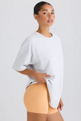 Soft Cotton Jersey Oversized T-Shirt In Grey Marl