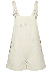V Back Denim Overalls White Denim
