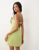 ASOS LUXE bandeau linen corsage detail mini dress in pistachio