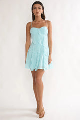 Katalia Ruffle Mini Dress Aqua