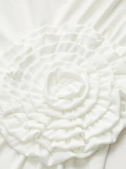 One-Shoulder Ruched Dress With Rosette Detail