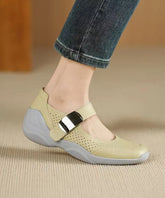 Women Faux Leather Flat Shoes Buckle Strap Hollow Out Flat Feet Shoes
