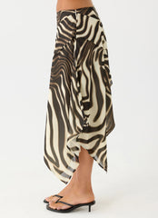 Kia Low Rise Asymmetrical Midi Skirt Zebra
