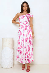 Subtle Luxe One Shoulder Maxi Dress Pink
