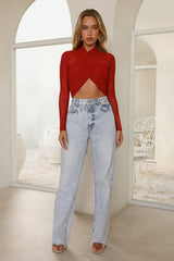 Twist Of Luxe Mesh Long Sleeve Bodysuit Red