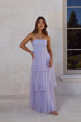 Premiere Glam Strapless Tulle Maxi Dress Lilac