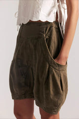 High Waist Utility Wide Leg Loose Fit Shorts