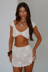 Perla Crochet Mini Skirt - Ivory
