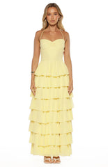 Georgie Yellow Ruffle Maxi Dress PRE ORDER