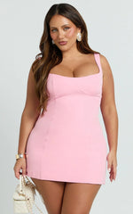 Aretha Mini Dress - Panel Dress in Pink