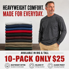 🔥Men's Heavyweight Cotton Pocket T-Shirt – Relaxed Fit Everyday Casual Tee | Big & Tall Available