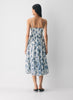 Chiffon tiered V-neck midi dress with floral pattern— lt birch/ admiral