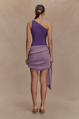 Cali Drape Skirt Knit Mini Dress - Purple