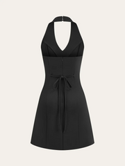 Metal Button Halter Dress
