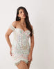 ASOS LUXE mini dress with butterfly and heart embellishment in sage and blush