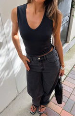 All Around You V Neck Top Black