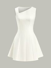 Asymmetric Neckline Flare Dress