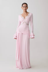 Electra Slinky Lace Maxi Dress Ballet Pink