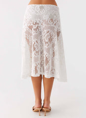 Virelle Lace Midi Skirt Ivory