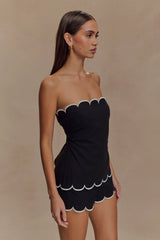 Judith Strapless Scallop Top Black