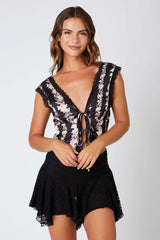 Satin Floral Print Tie Up Top
