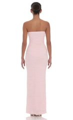 Strapless Ruffle Maxi Dress In Pink