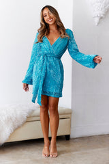 Static Memory Sequin Dress Blue