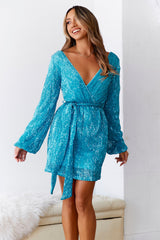Static Memory Sequin Dress Blue
