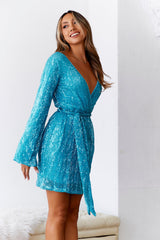 Static Memory Sequin Dress Blue