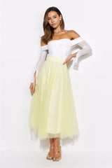 Keeping It Smart Midi Skirt Yellow