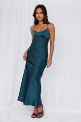 HELLO MOLLY The Samara Satin Maxi Dress Teal