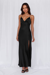 HELLO MOLLY The Sophia Satin Maxi Dress Black